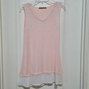 Belldini Embellished BallerinaTank, Pink, Small